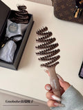 Boar Bristle Hair Brush Scalp Massager Anti-static Portable Paddle Qme Light Brown