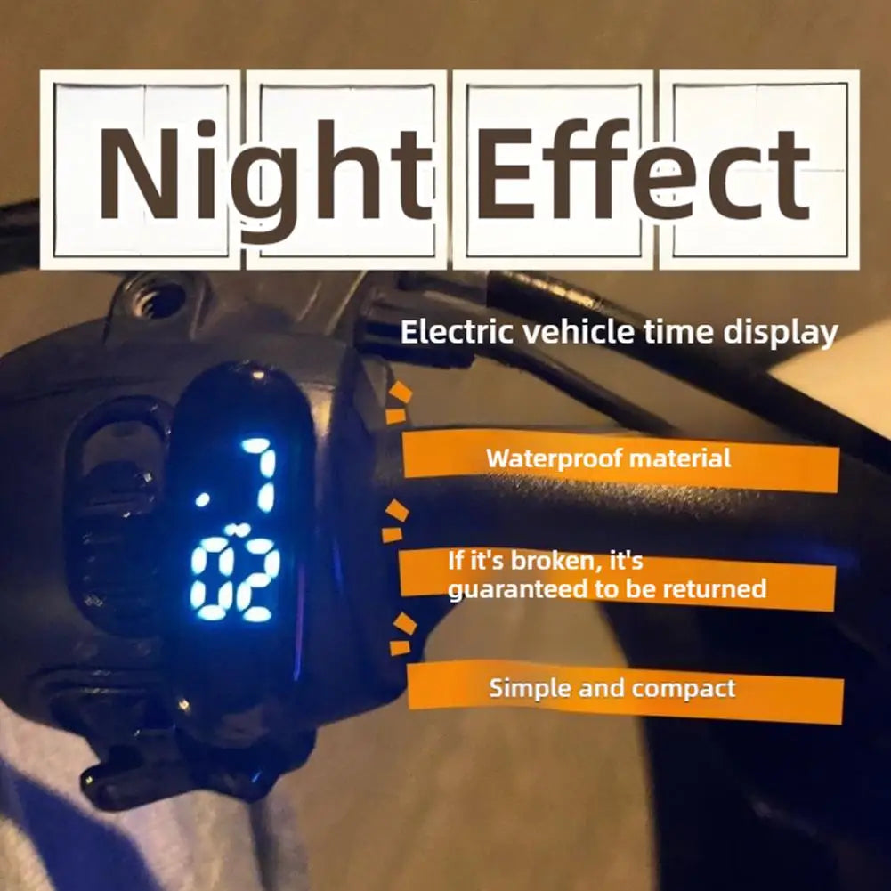 Motorcycle Electric Vehicle Onboard Time Display For Motorcycle Electric Scooter Waterproof Luminous Digital LED Portable Clock Qme