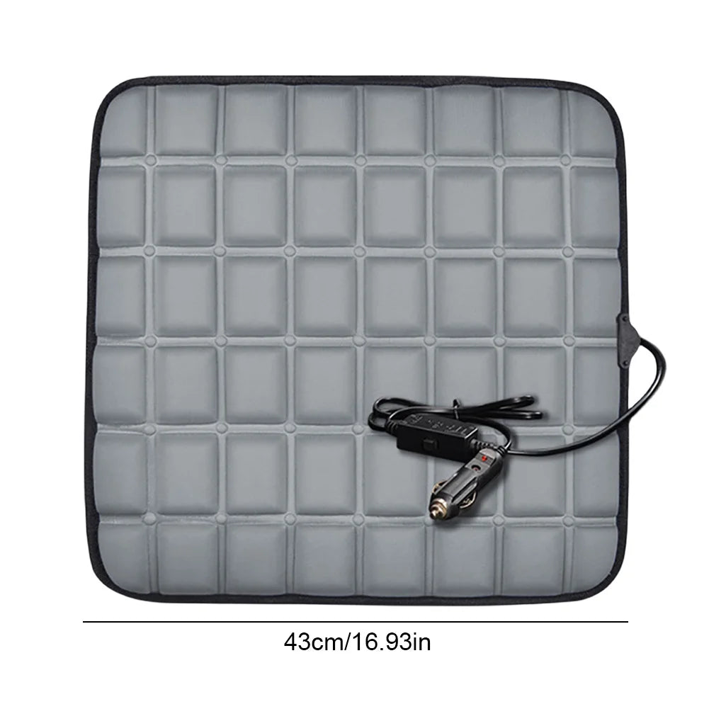 Winter Heated Car Seat Cover 5V/12V Heating Warmer Car Seat Cushion Auto Universal Protector Cloak Cover Pads for Car Accessorie Qme Grey 12V