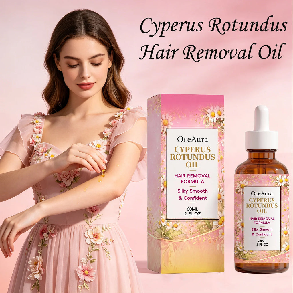OceAura Cyperus Rotundus Hair Removal Oil Lightweight Non Greasy Gentle Soothing Moisturizing Silky Smooth Hair Reduction Oil Qme