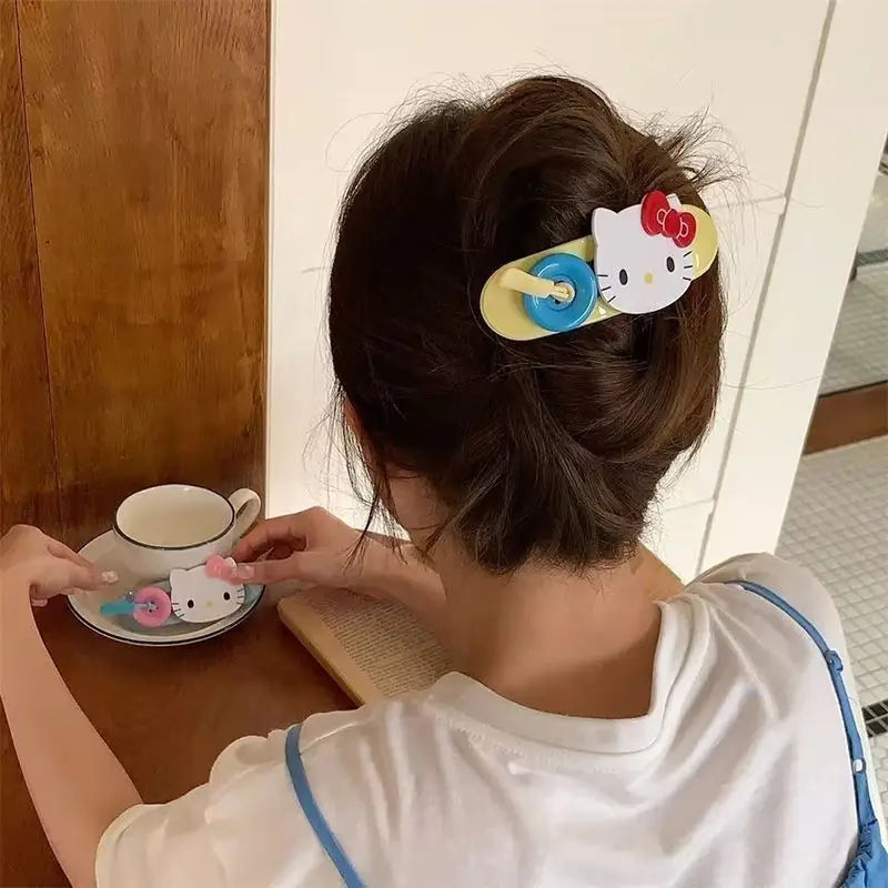 Hello Kitty Cartoon-Style Fashion Hair Clips Luxurious Twisted Hair Clips Updo Clips Versatile Hair Accessories Qme
