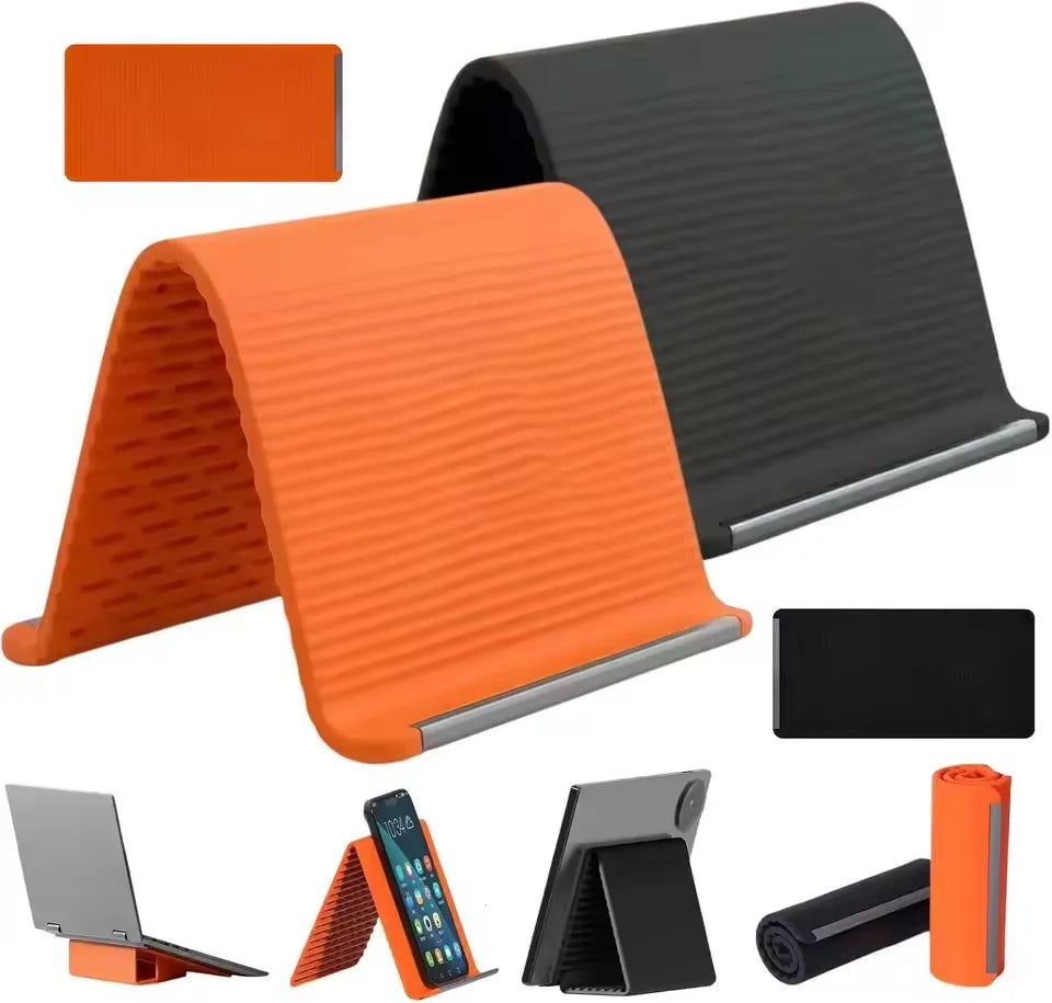 Flexible Foldable Silicone Phone Holder Portable Adjustable Multi-Angle Desktop Stand For iPhone iPad Laptop Tablet Home Office Qme