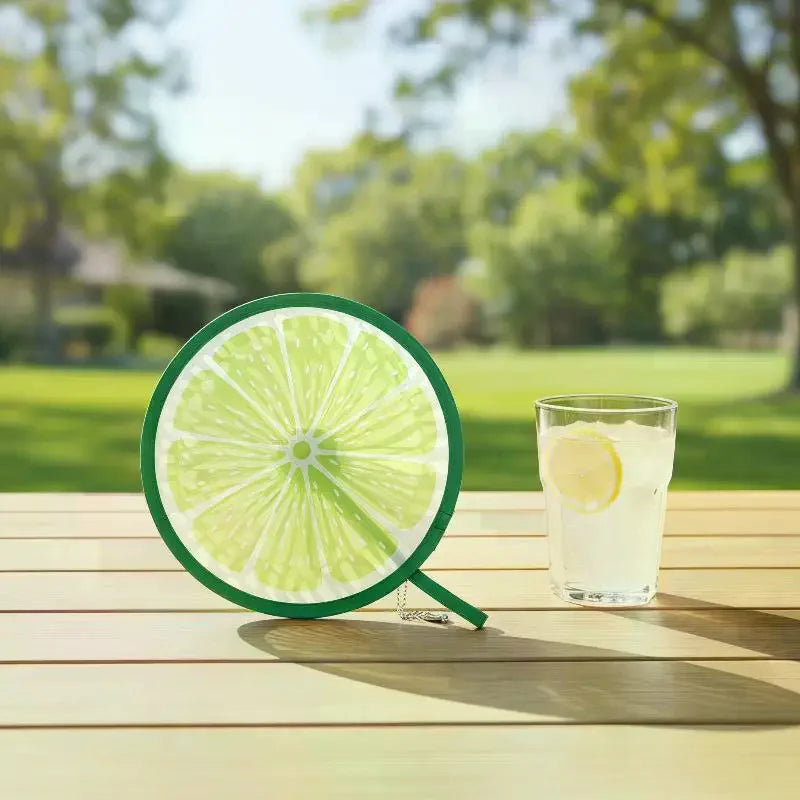 Portable Round Foldable Hand Fans Cartoon Foldable Design Handheld Folding Fan Round Shape Fruit Style Cooling Fans Qme