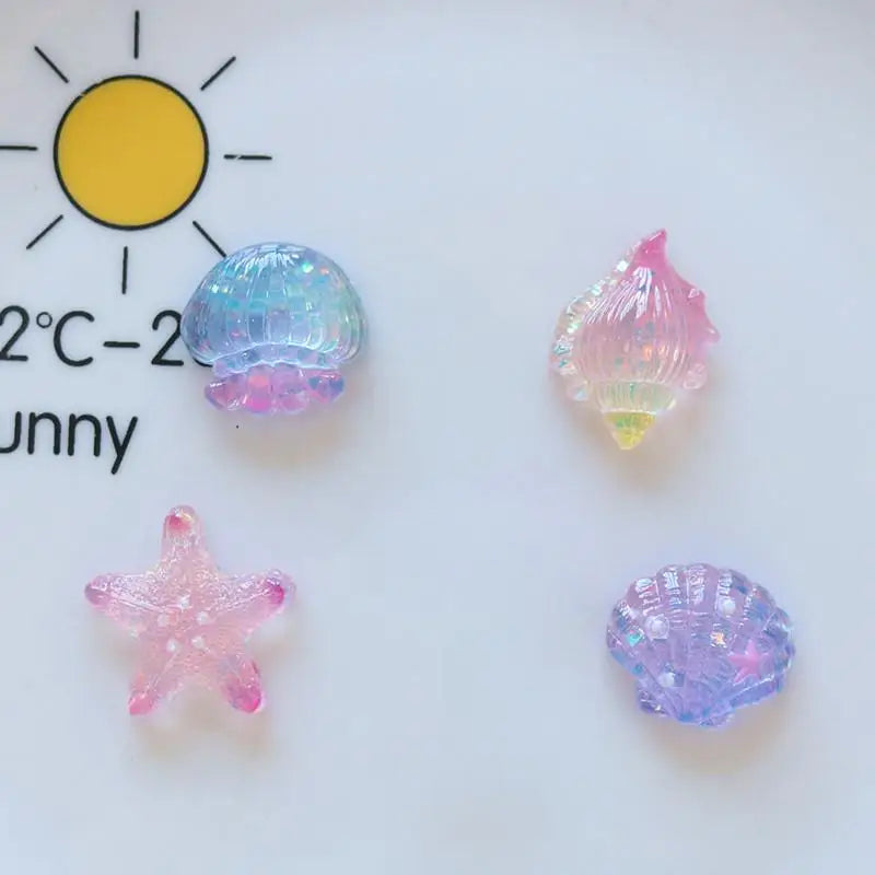 10pcs Mini Kawaii Cute Star Shell Flat Back Cabochons DIY Scrapbook Party Hairpin Accessories Home Decoration Craft Qme