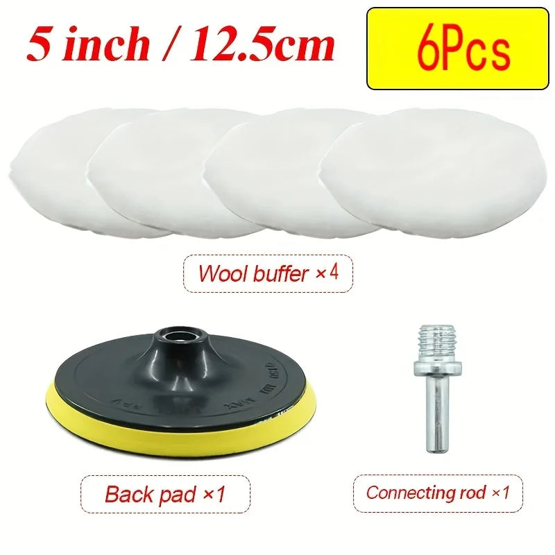6-Piece Industrial Polishing Kit Polishing Pad Car Waxing Sponge Disc Car Paint Care Car Gadgets Qme 5 inches 6pcs