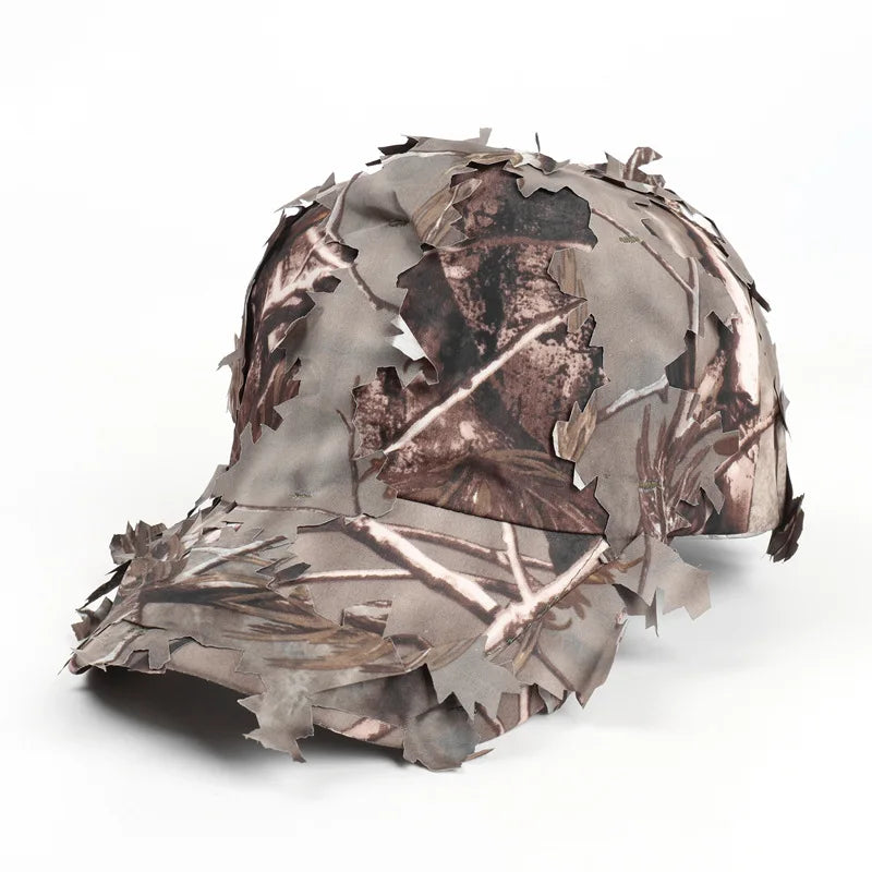 Tactical Camo Baseball Cap Army Green Leaf Print Bendable Brim Soft Qme coffee