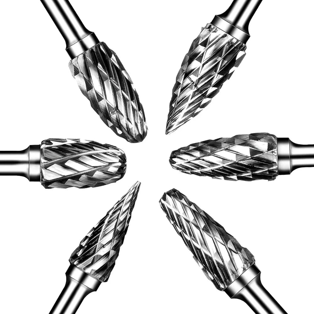 10Pcs High Hardness Carbide Burr Bits 3mm Shank Double Cut Rotary Tool Accessories For Dremel Metal Grinding Engraving Qme