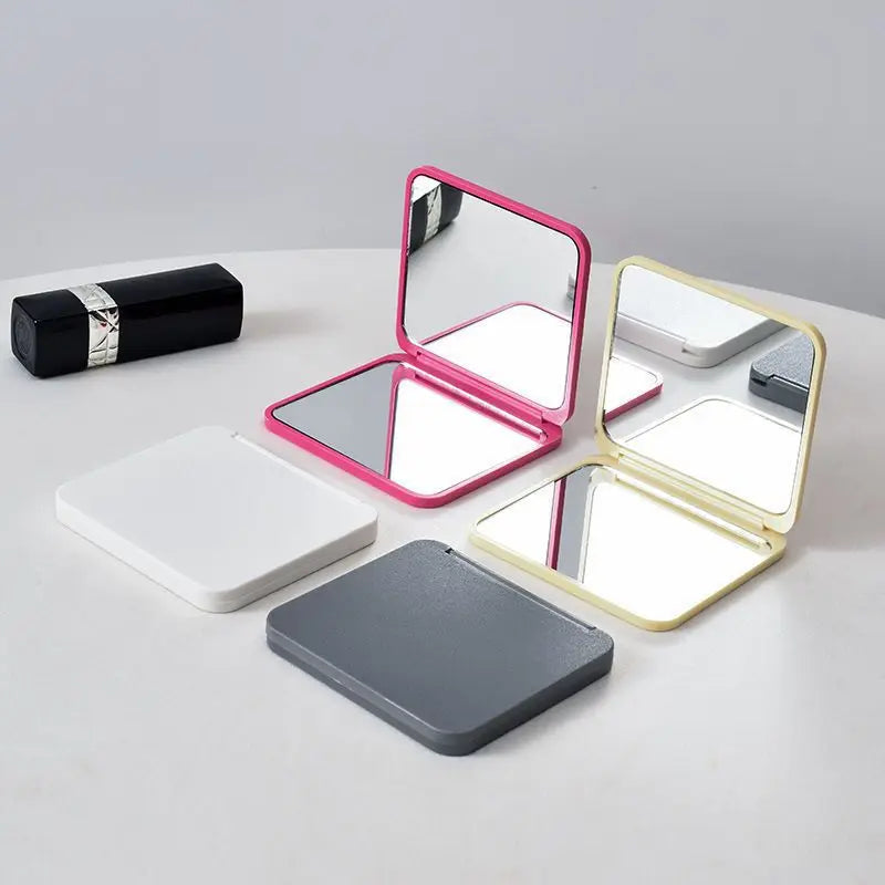 2-Face Makeup Mirror Square Portable Cute Girl's Hand Mini Pocket Qme