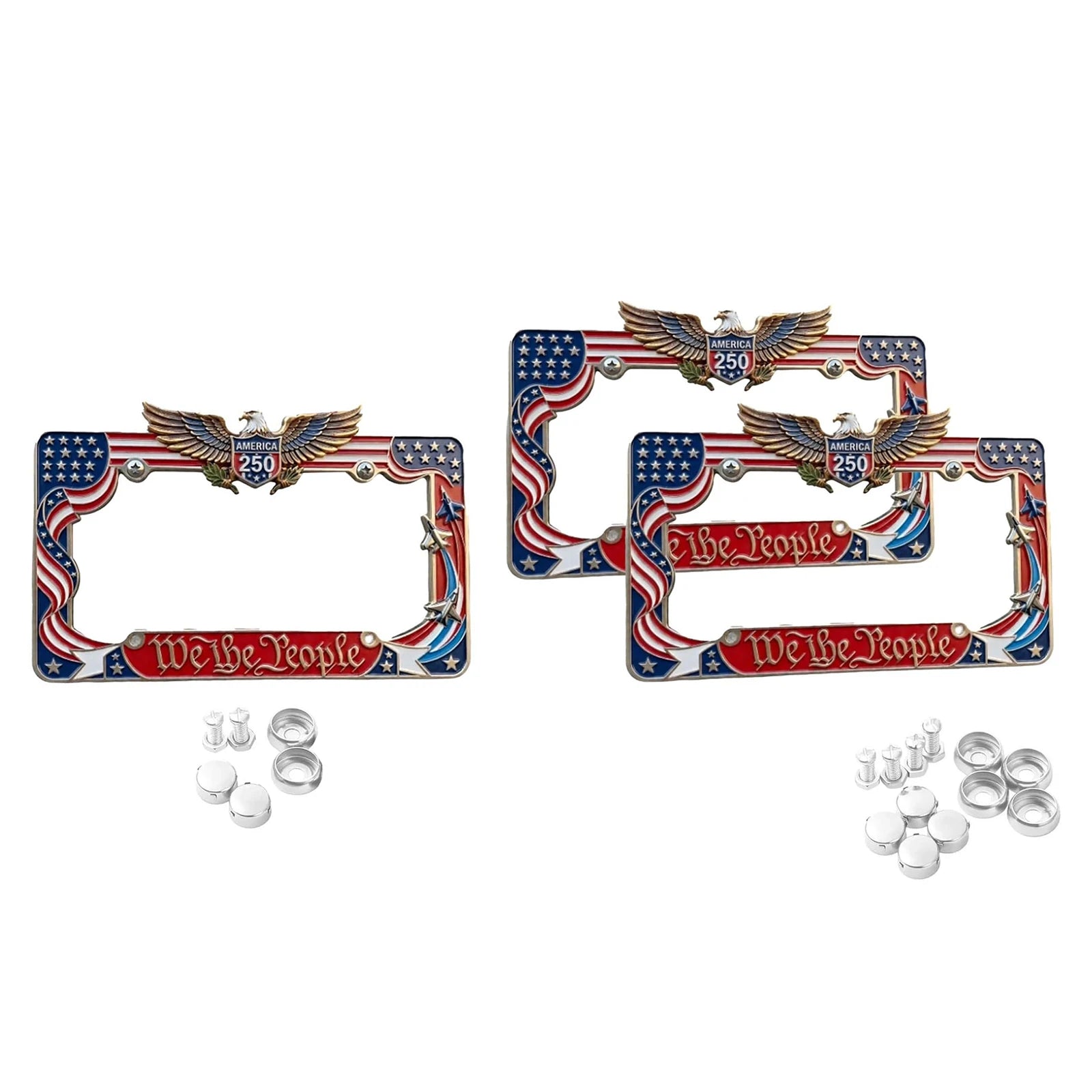 1/2pcs American Specifications License Plate Holder Selected American Flags With Screws Car Decoration Aluminum Alloy Car Qme