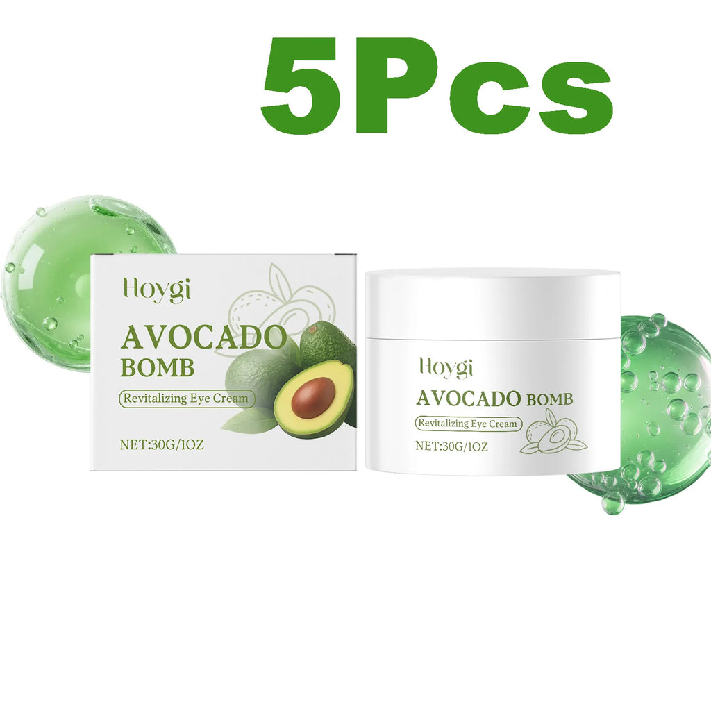 Avocado Eye Cream Fades Fine Lines & Wrinkles Firming Smoothing Eye Area Anti Puffiness Dark Circle Corrector for Youthful Eyes Qme 5 x 30g Boxed