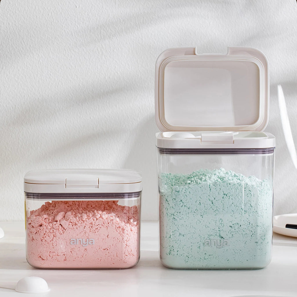 Face Mask Powder Container Large Capacity 1.2/2L Storage Can with Pop-up Lids Sealing DIY Mask Container for Bathtub Spa Qme