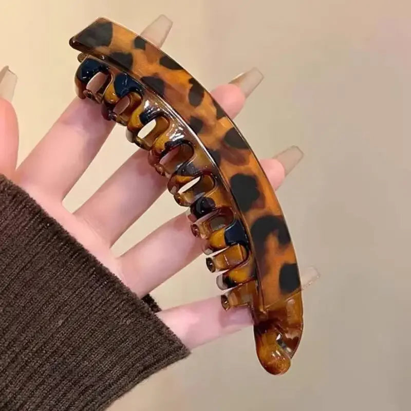 Tortoiseshell Banana Hair Clip Fish Shaped Hairpin For Women Hair Accessories Hairgrips Twist Clamp Ponytail Barrettes Headwear Qme Coffee