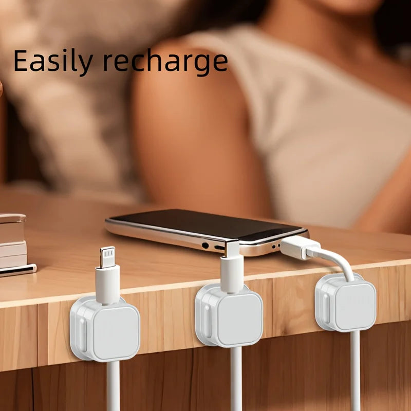 6pcs Cable Organizer Clips,Magnetic Design, Securely Adhere to Desks, Effortlessly Manage Various Wires.Suitable for Nightstands Qme