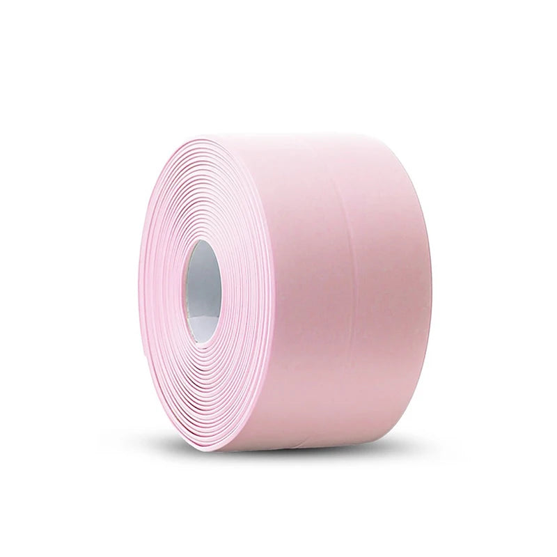 3.2M Bath Caulk Tape Self Adhesive Waterproof Toilet Sealing Strip Tape PVC Oil-Proof Kitchen Sink Edge Corner Wall Sticker Qme Pink 3.2M(10.5Ft) 2.2CM(0.87in)