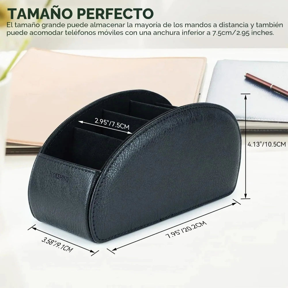 5 Compartments PU Leather Remote Control Storage Box Desktop Organizer TV Aircon Remote Holder Living Room Table Decor Ornament Qme