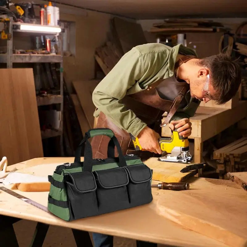 Tool Bags For Men 16-Pocket Oxford Large Tool Bag Portable Tool Tote Tool Case Heavy Duty Tool Bag Tool Box Organizer For Women Qme