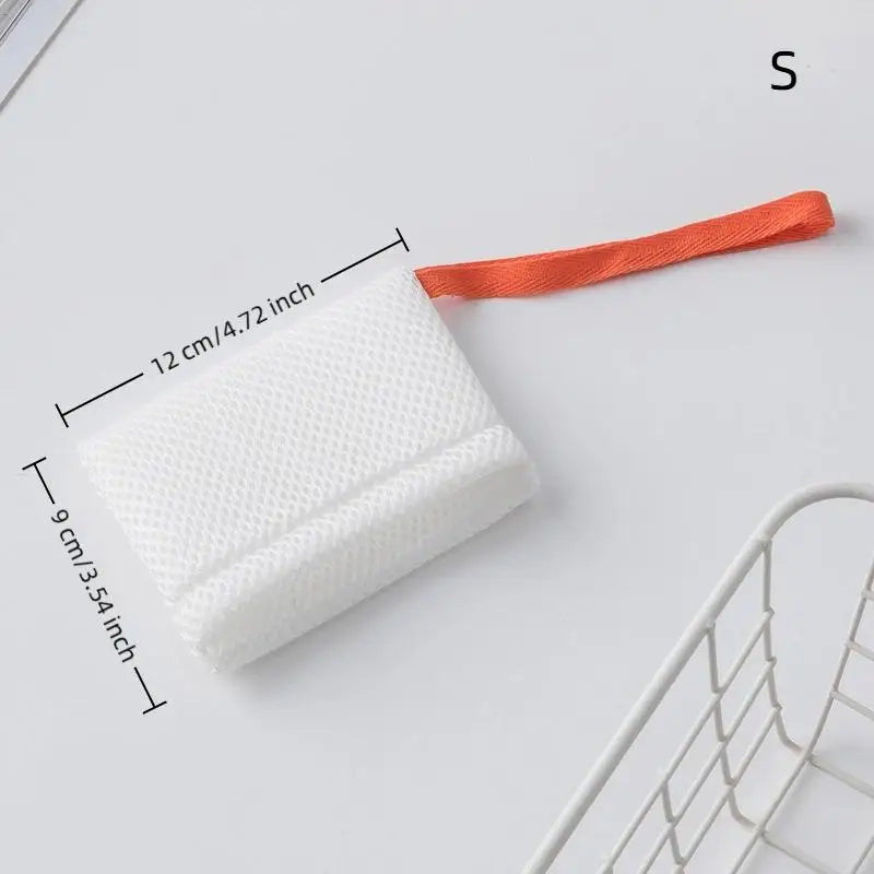 Bath Cleansing Foaming Net Double-Sided Square/Oval Soap Bag Body Exfoliating Scrubber Sponges Bathroom Mesh Soap Pocket Qme S White