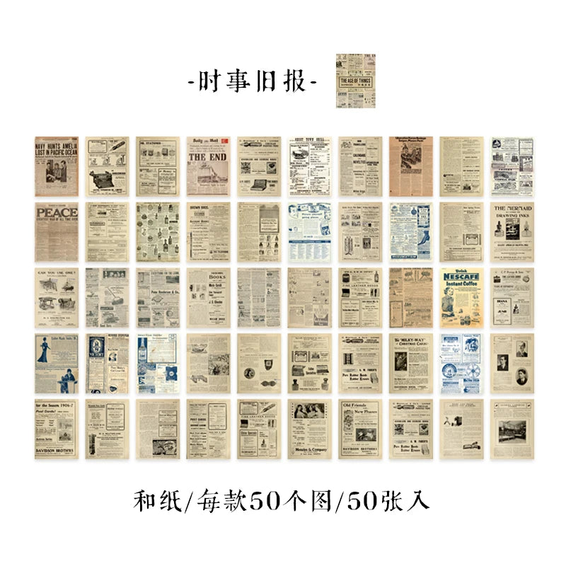 50 pcs Scrapbooking Adhesive Diy Sticker Vintage INS Stickers book for Decorative Diary Album junk journal supplies Qme B