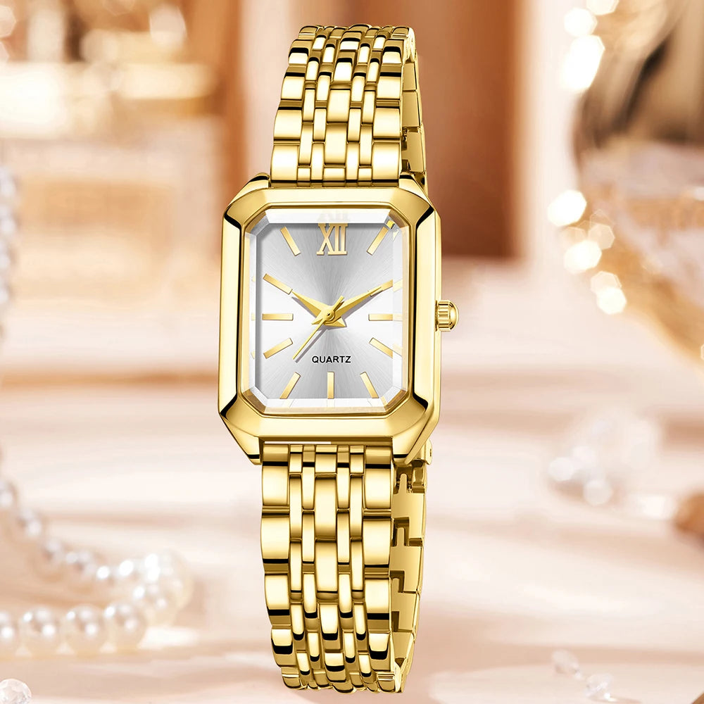 Golden Roman Square Watch Unlimited Bracelet Love Double Opening Qme