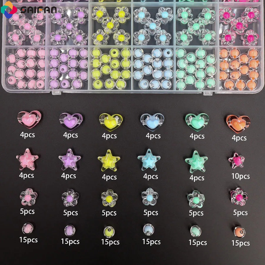 177Pcs Acrylic Star Beads Kit Macaron Colors Heart Shape Hair Beads Assorted Beads for Bracelets DIY Jewelry Making Hair Braids Qme