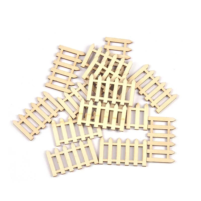 20pcs 3.9x5cm Natural Wooden Fence Carfts For Scrapbook Handwrok Supplies Decorations Home Blank Wood DIY Painting Accessories Qme