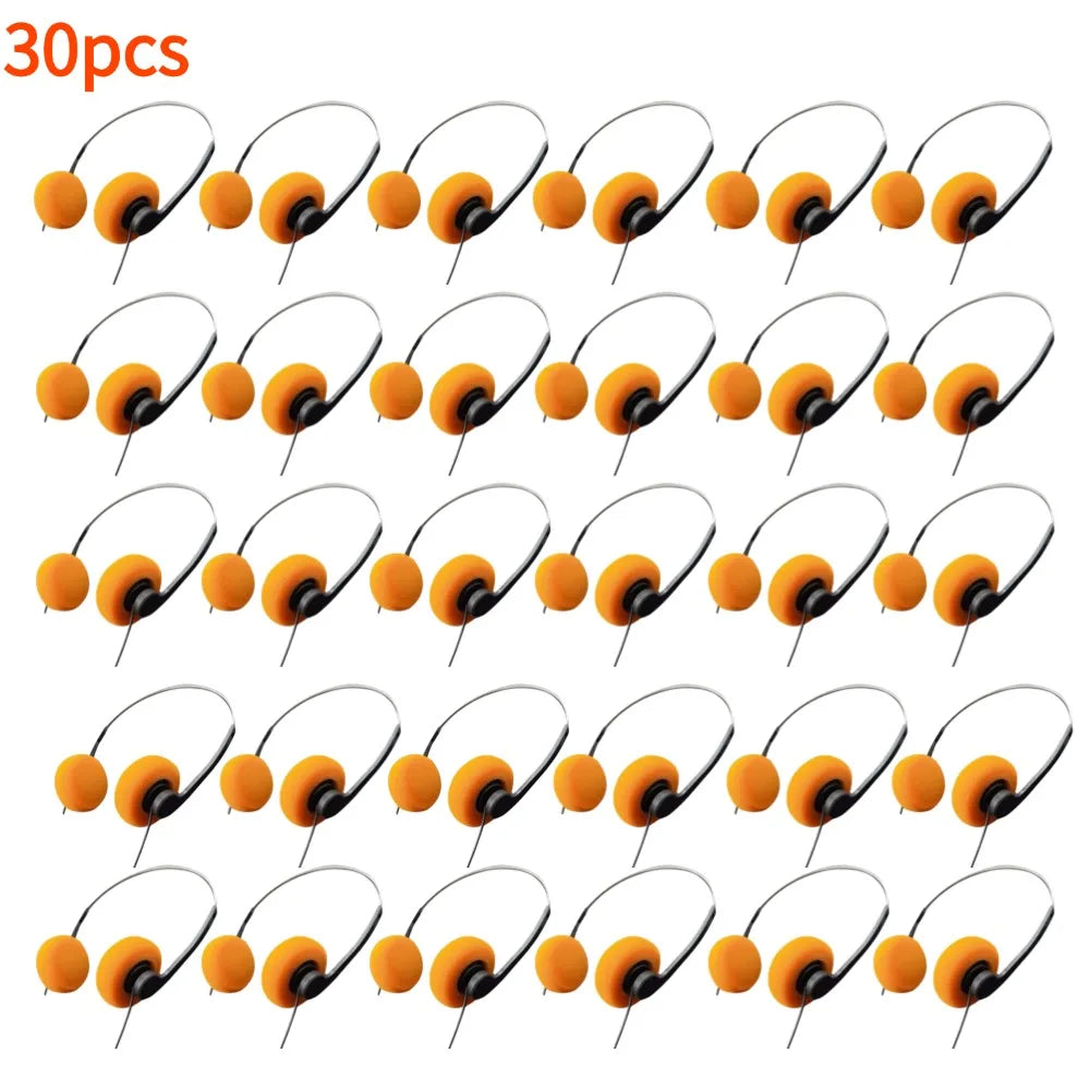 INS Japanese Retro Headphones Nostalgic Headsets HiFi MP3 Walkman Headphones Sports Photo Props Wired Earphone Personality Qme orange-30PCS