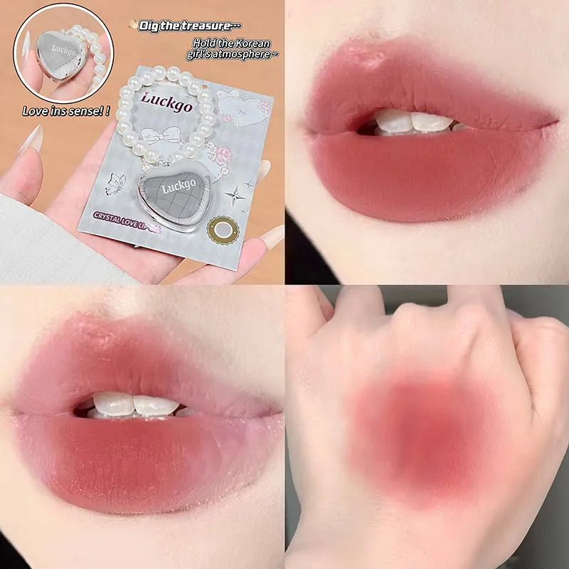 Mini Heart Shape Water Matte Mist Lip Llaze Mirror Gloss Pearl Qme G05-02