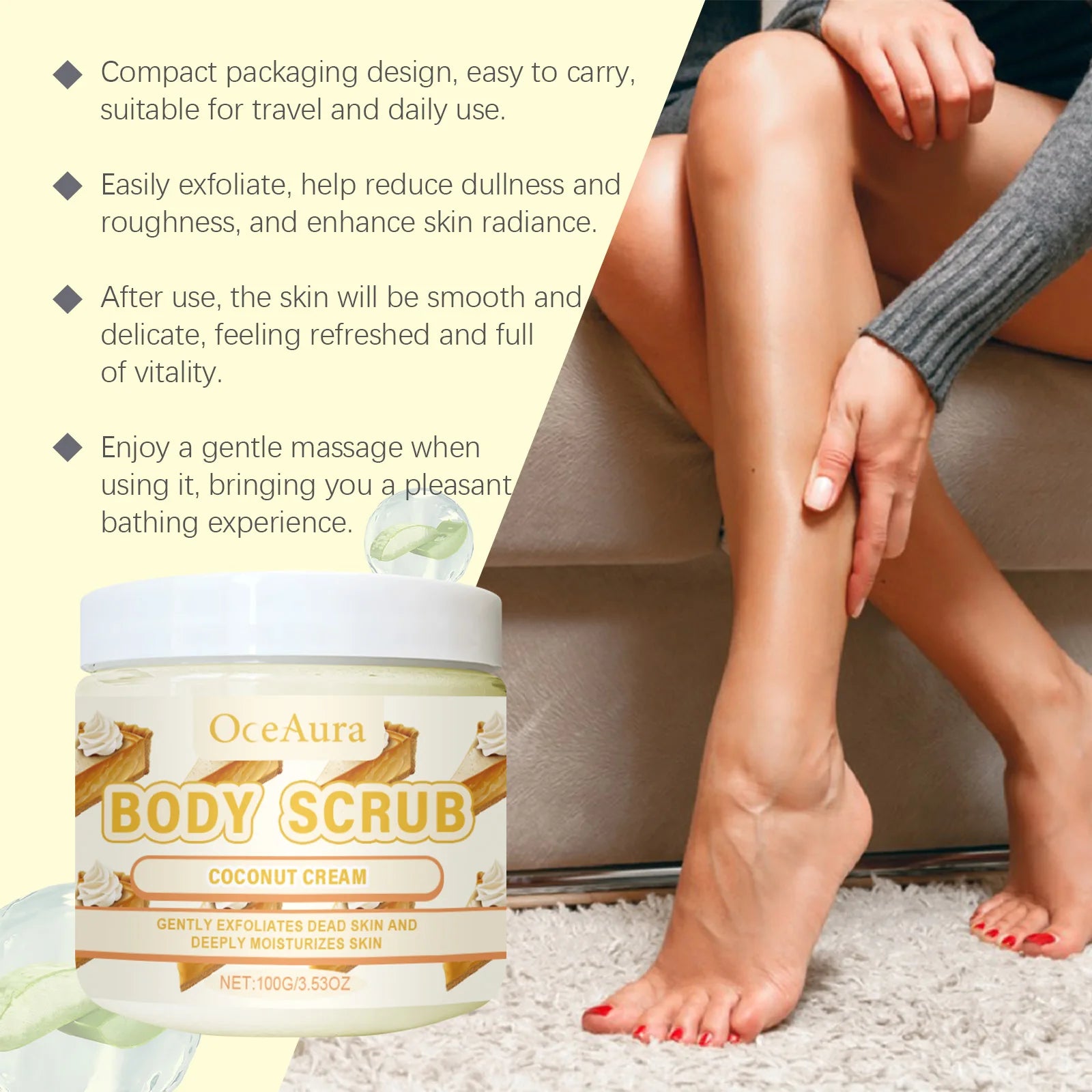Body Scrub Cream for Bath Shower Deep Cleaning Whitening Exfoliating Removal Melanin Repair Brighten Moisturizing No Tight Qme