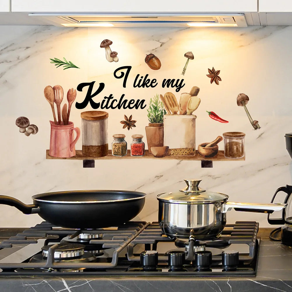Wall Stickers Removable Waterproof Wall Decals Hand Painted PVC Wall Posters Dining Room Decoration Kitchen Decor Qme MS2167