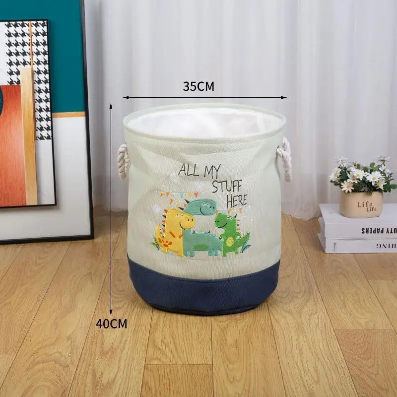 Cute Cartoon Embroidered Storage Baskets Large Capacity Stackable Design For Nursery Organizing Toys Clothes Qme A2 one size