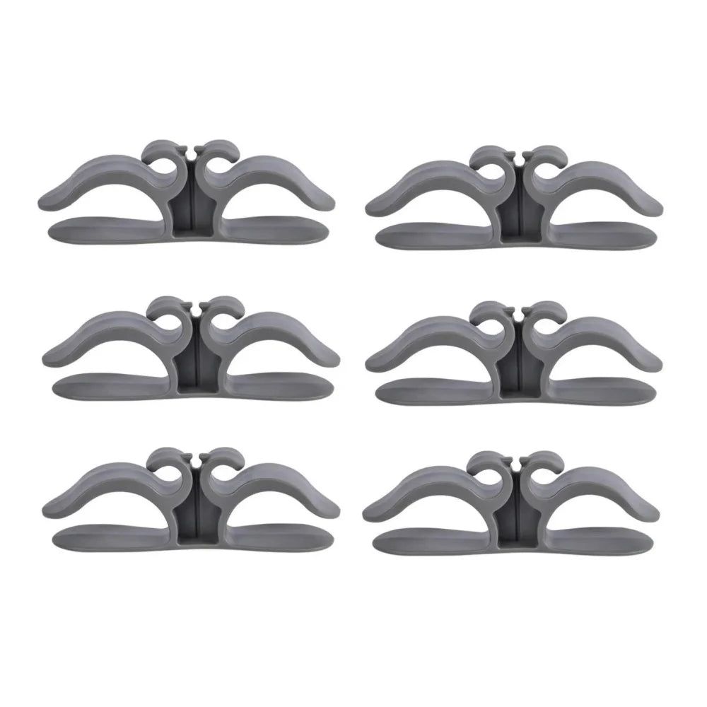 Wire Management Tidy Protector Clip Holder Adhesive Cord Wrapper Hooks Air Fryer Coffee Machine Winder Punch-free Cord Organizer Qme Gray 6pcs