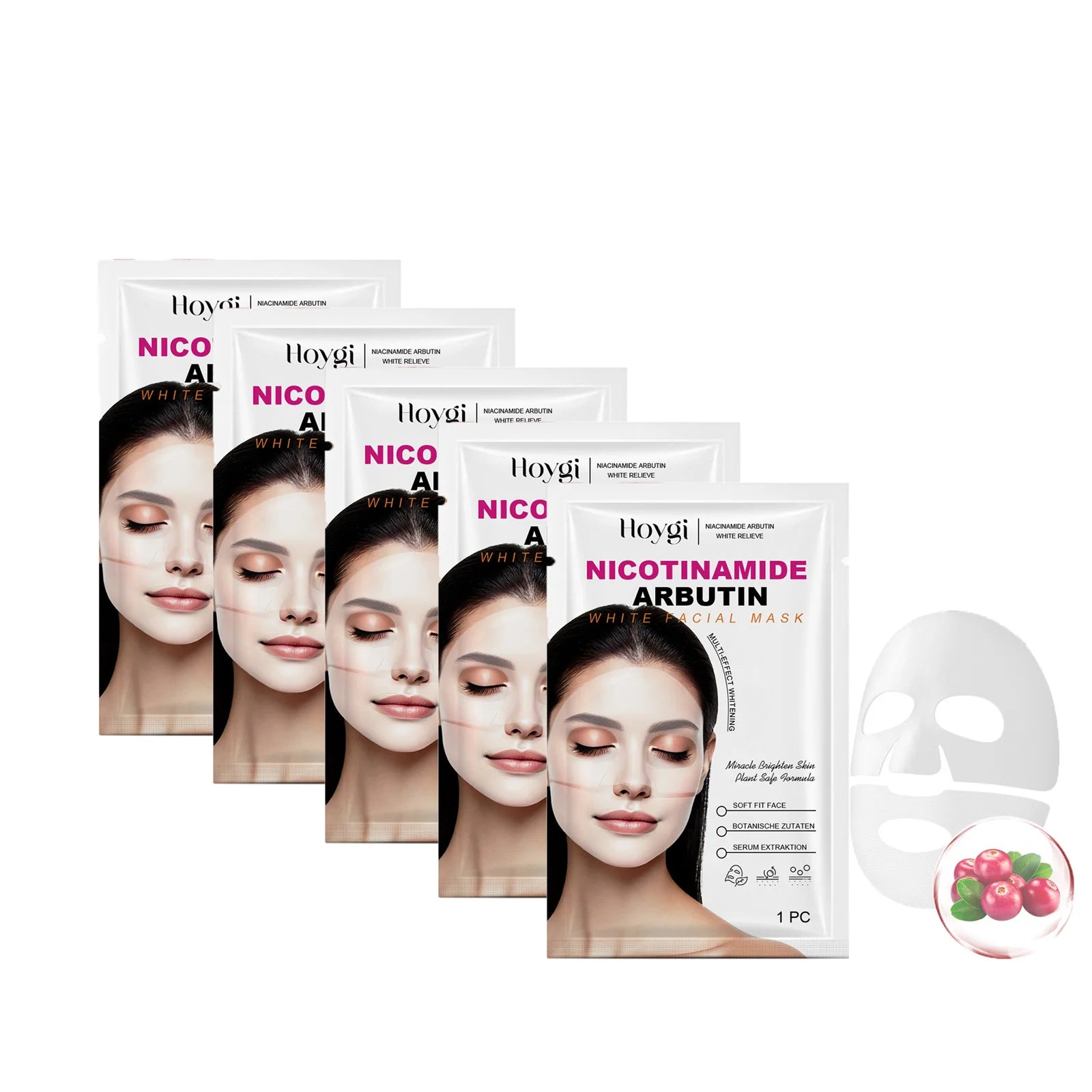 Niacinamide Arbutin Hydrating Mask Deep Hydrating Shrink Pores Firming Refreshing Brightening Facial Sheet Mask for Glowing Skin Qme 5Pcs