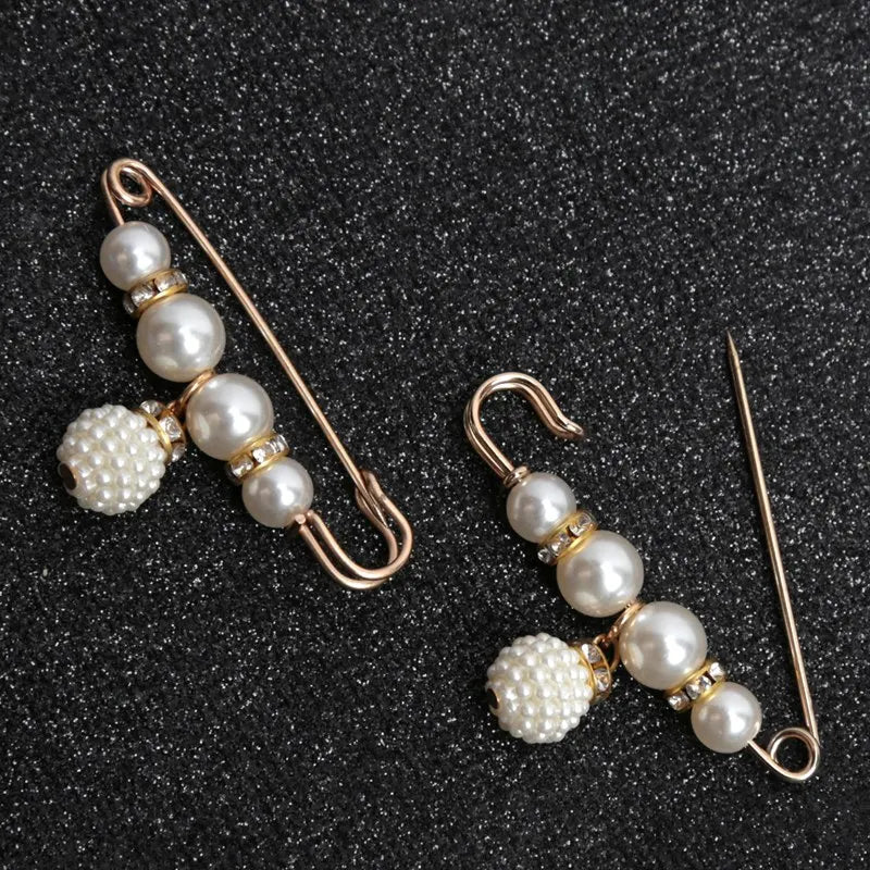 Women Fashion Pearl Brooch Waist Cinching Adjustable Skirt Anti-slip Qme