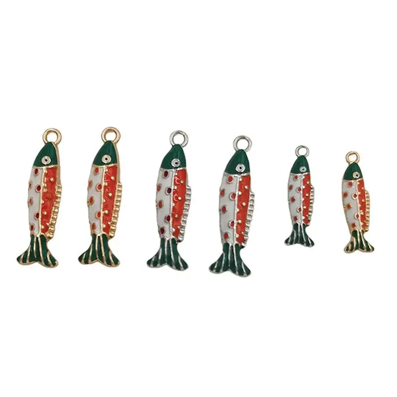 2Pcs Colorful Enamel Fish Charms Cute Design Perfect For DIY Jewelry Making Necklace Bracelet Earring Crafts Qme