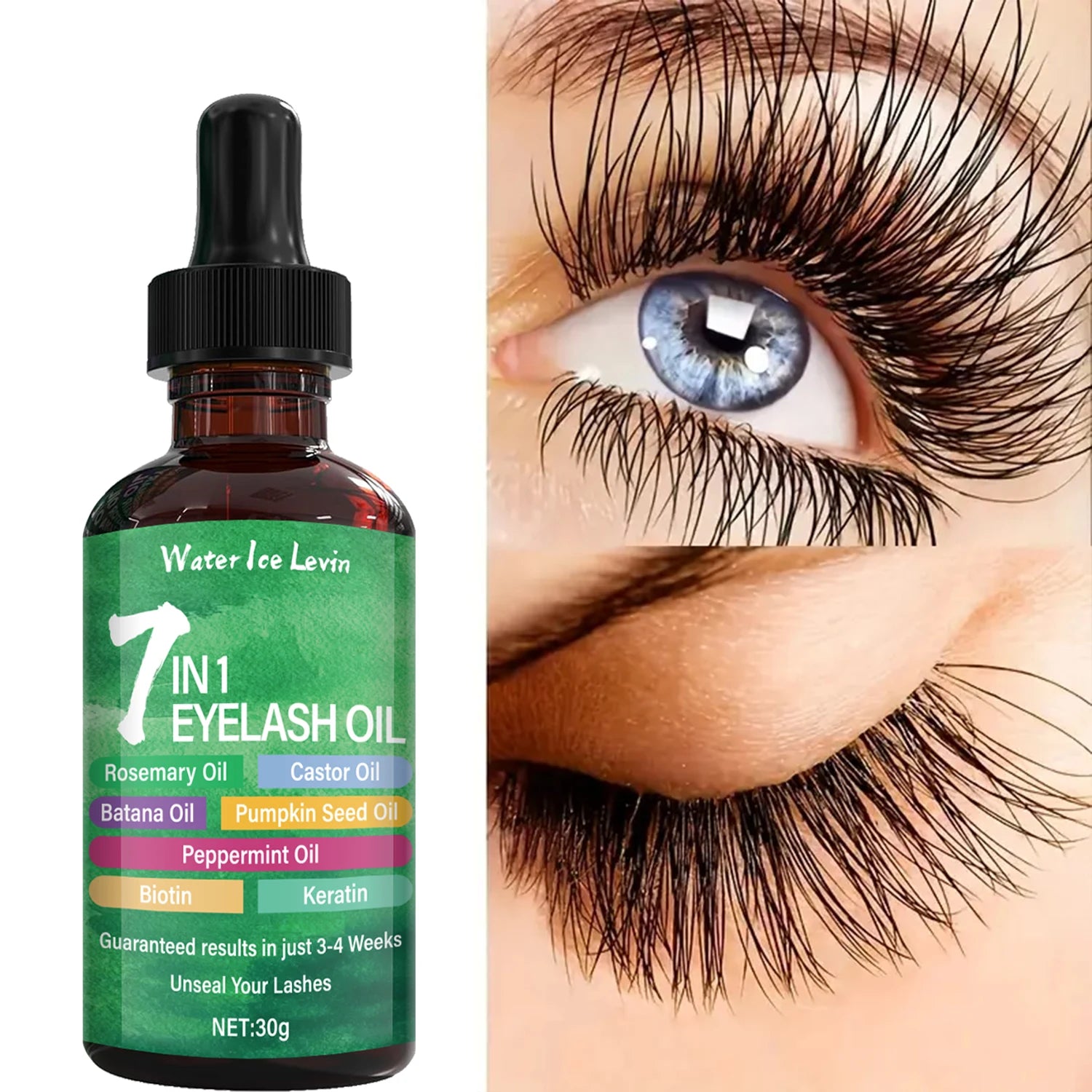 7 in 1 Eyelash Mask & Oil with Bee Venom & Collagen for Growth & Nourishment - Results in 3-4 Weeks, Rosemary & Castor Oils. Qme