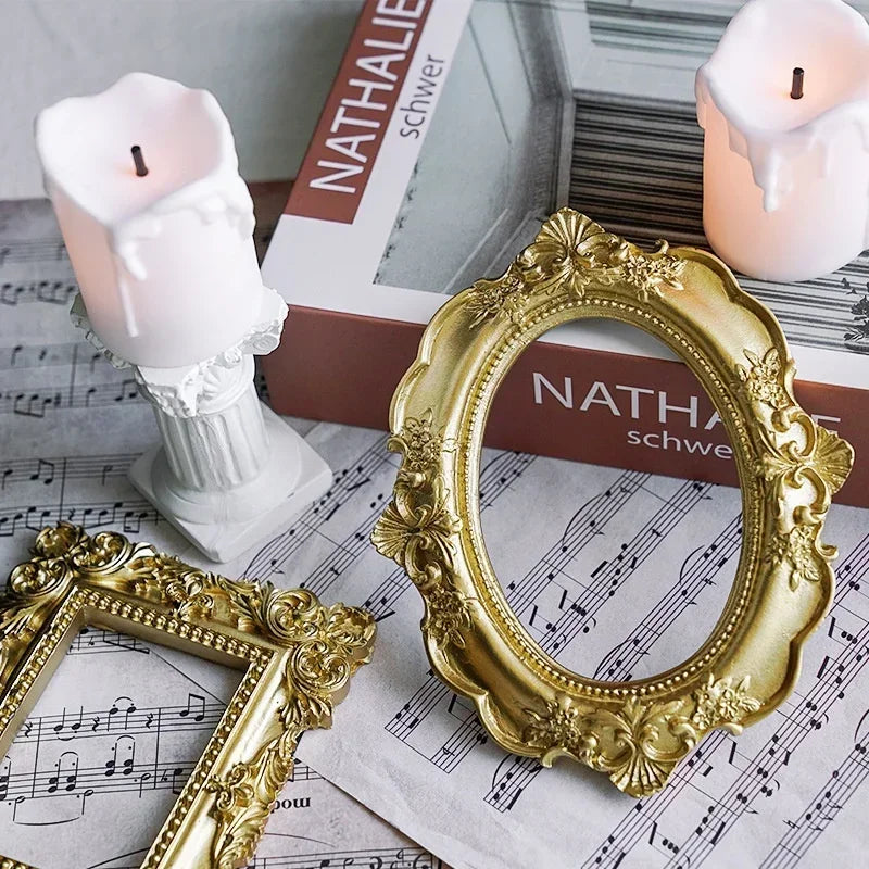 Golden Retro Photo Frame Nail Art Jewelry Decoration Home Decoration Photography Background Shooting Photo Props Qme