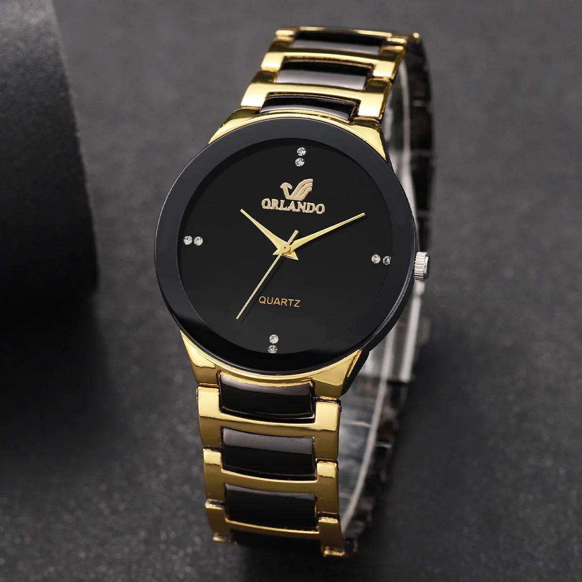 Relógio quartzo analógico para homens, pulseira de aço preto, relógios comerciais, moda Qme