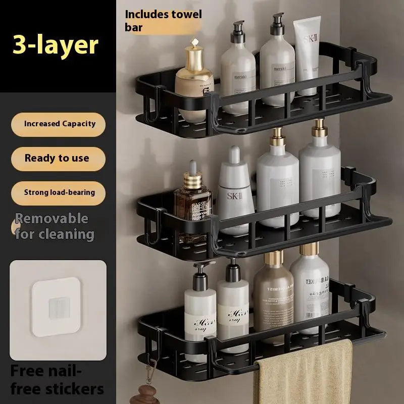 Corner Shelf Wall Soap Holder Bathroom Organizer Rack Punch-free Qme D 3pcs Plastic
