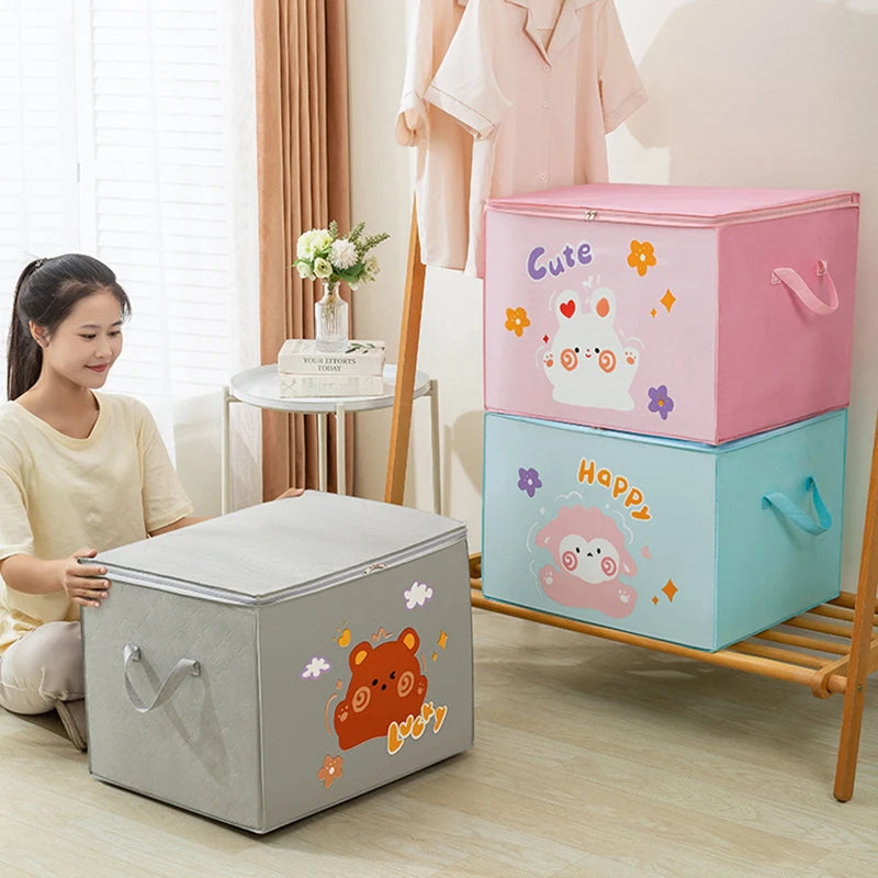 Cube Folding Toys Storage Box Kids Toys Organizer Box Felt Cloth Fabric Storage Basket For Cartoon Animal Nursery Toy Bins Qme