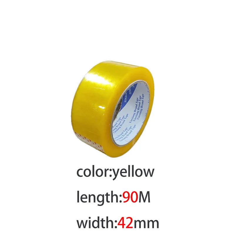 Oversized Roll Sealing Box Tape High Viscosity Toughness Special Household Packaging Tape for Strong Adhesion And Protection Qme 90mX42mm-yellow