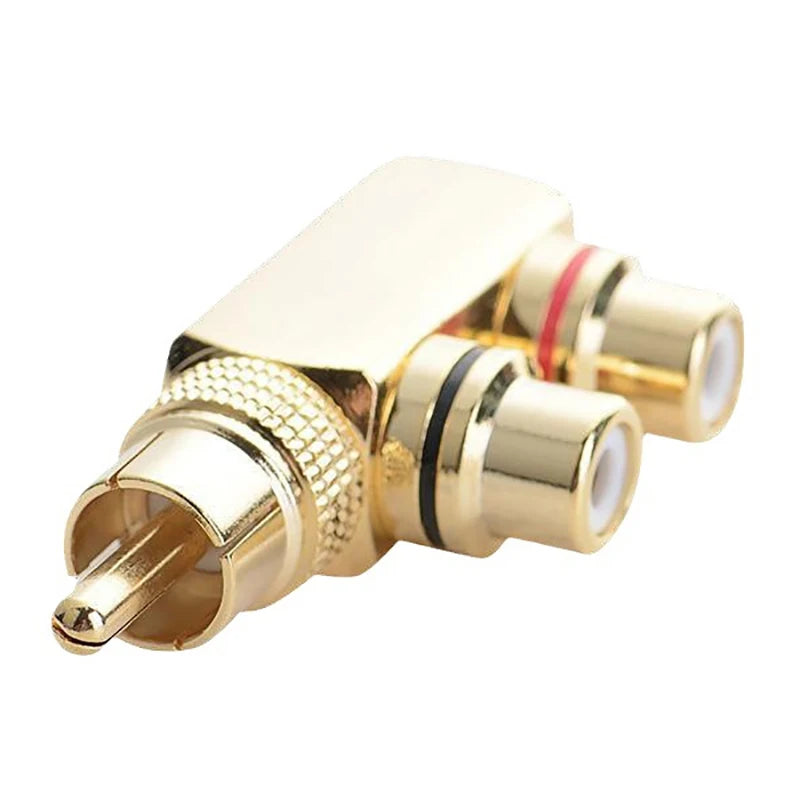 Gold Plated AV Audio Splitter Plug RCA Adapter 1 Male 2 Female F Qme