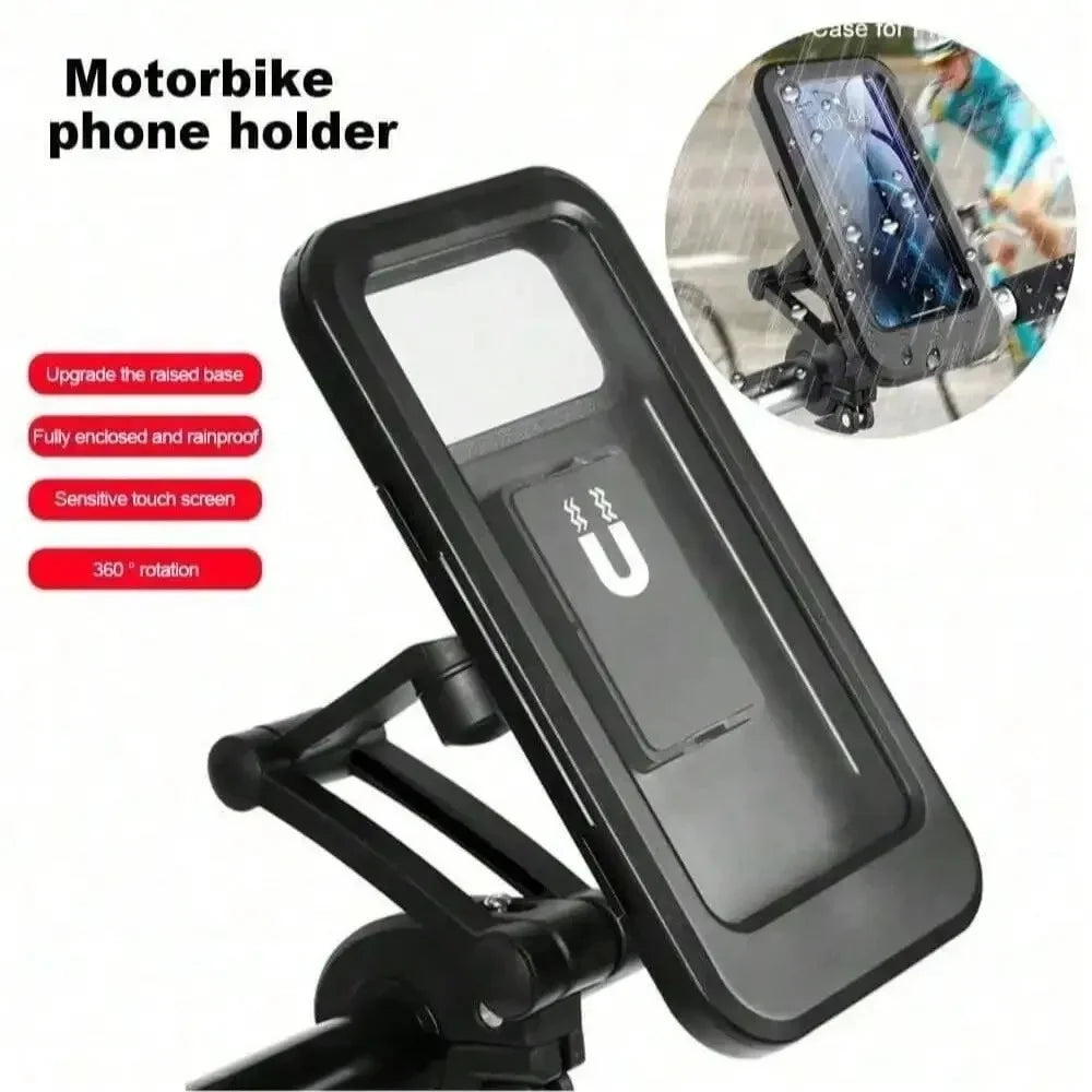 Waterproof Motorcycle Mobile Phone Holder Adjustable 360° Rotating Waterproof Anti-Shock Bike Phone Holder Magnetic GPS HolderAV Qme