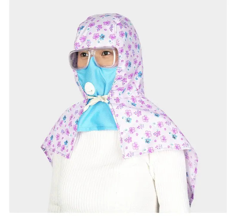 2pcs Breathable dust-proof hood, mask with shawl, loader, labor insurance work cape, unisex, anti-ash and anti-dust Qme suit color