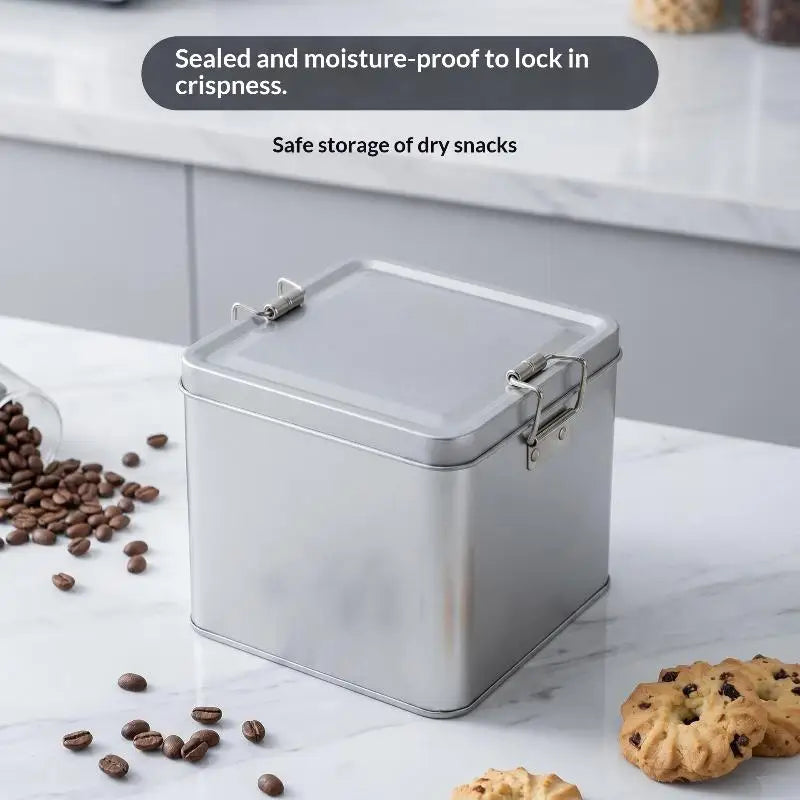 Metal Rectangular Iron Box Old Fashioned Storage Cake Packaging Box Durable With Lid Buckle Organizer Qme