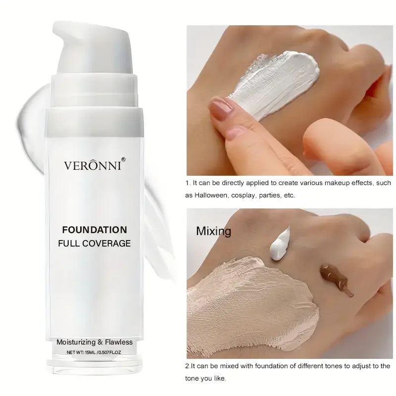 White Liquid Foundation Full Coverage Heavy Duty Creamy Formula Goth Qme