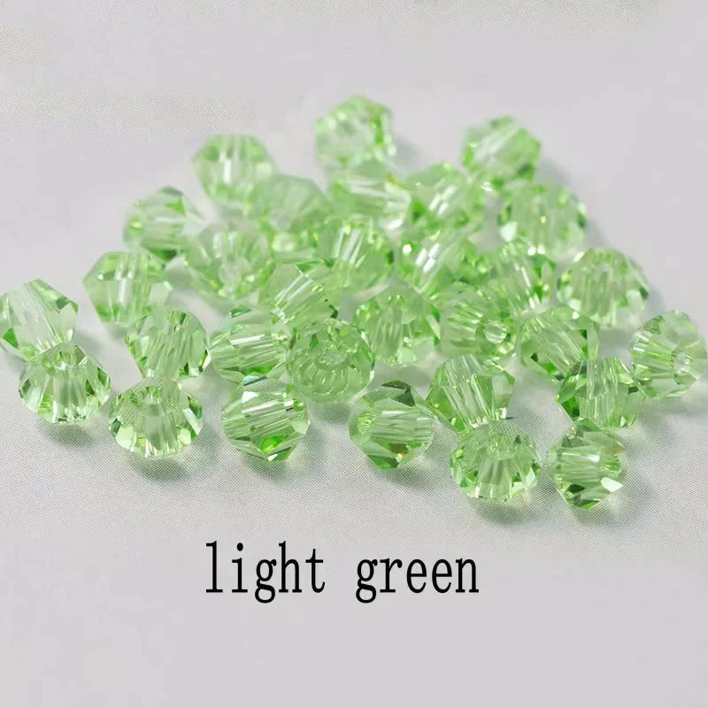 4mm Crystal Bicone Beads 100PCS Faceted Glass Beads Rainbow Loose Craft Beads for Bracelet Necklace Earring Keychain Making DIY Qme light green