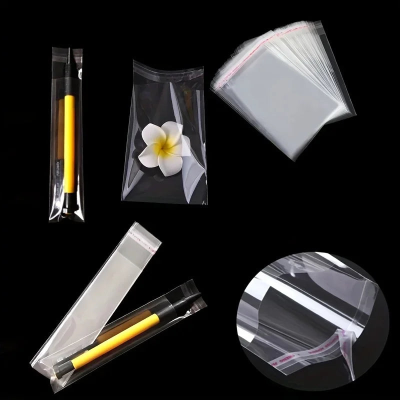 100pcs Transparent Plastic Self Adhesive Bag Self Sealing Small Bags For Pen Jewelry Candy Packing Resealable Gift Qme