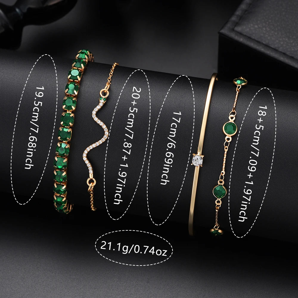 Women's watch light luxury diamond watch Tiktok student small green watch small female watch simple fashion quartz watch set Qme