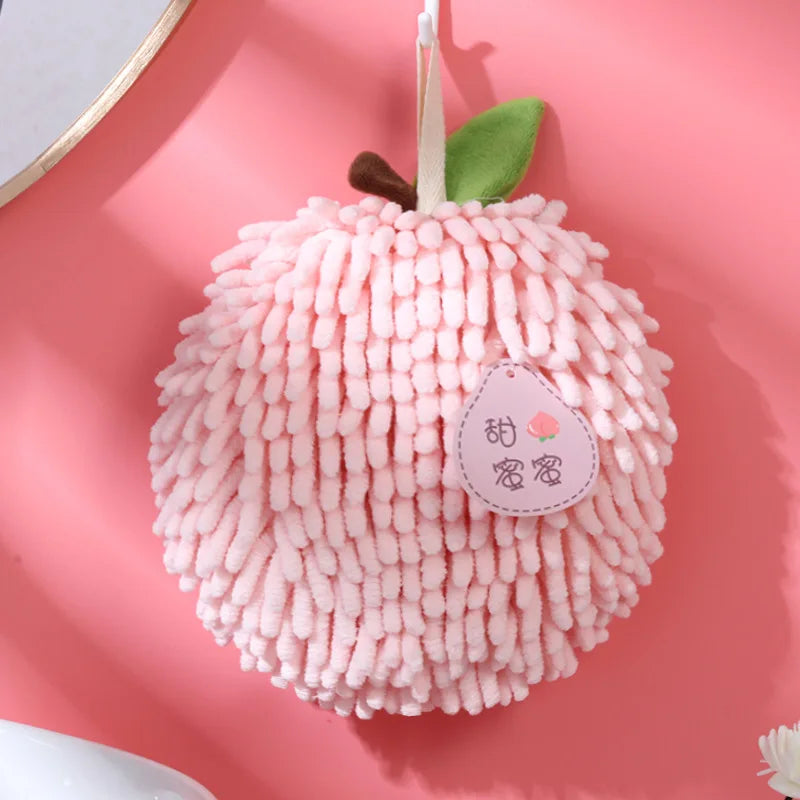 Creative Hanging Hand Towel Ball Absorbent Quick Dry Mini Kitchen Qme pink
