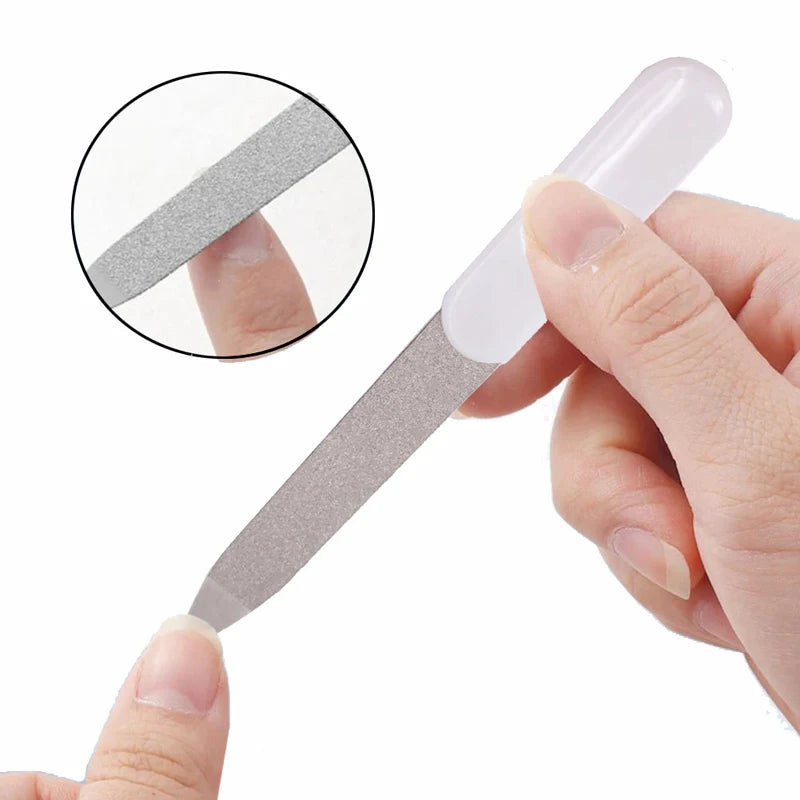 10 Lot Reuse Nail Art Buffer Files Stainless Steel Plastic Handle Qme